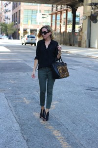 Silk Blouse and Skinny Cargos