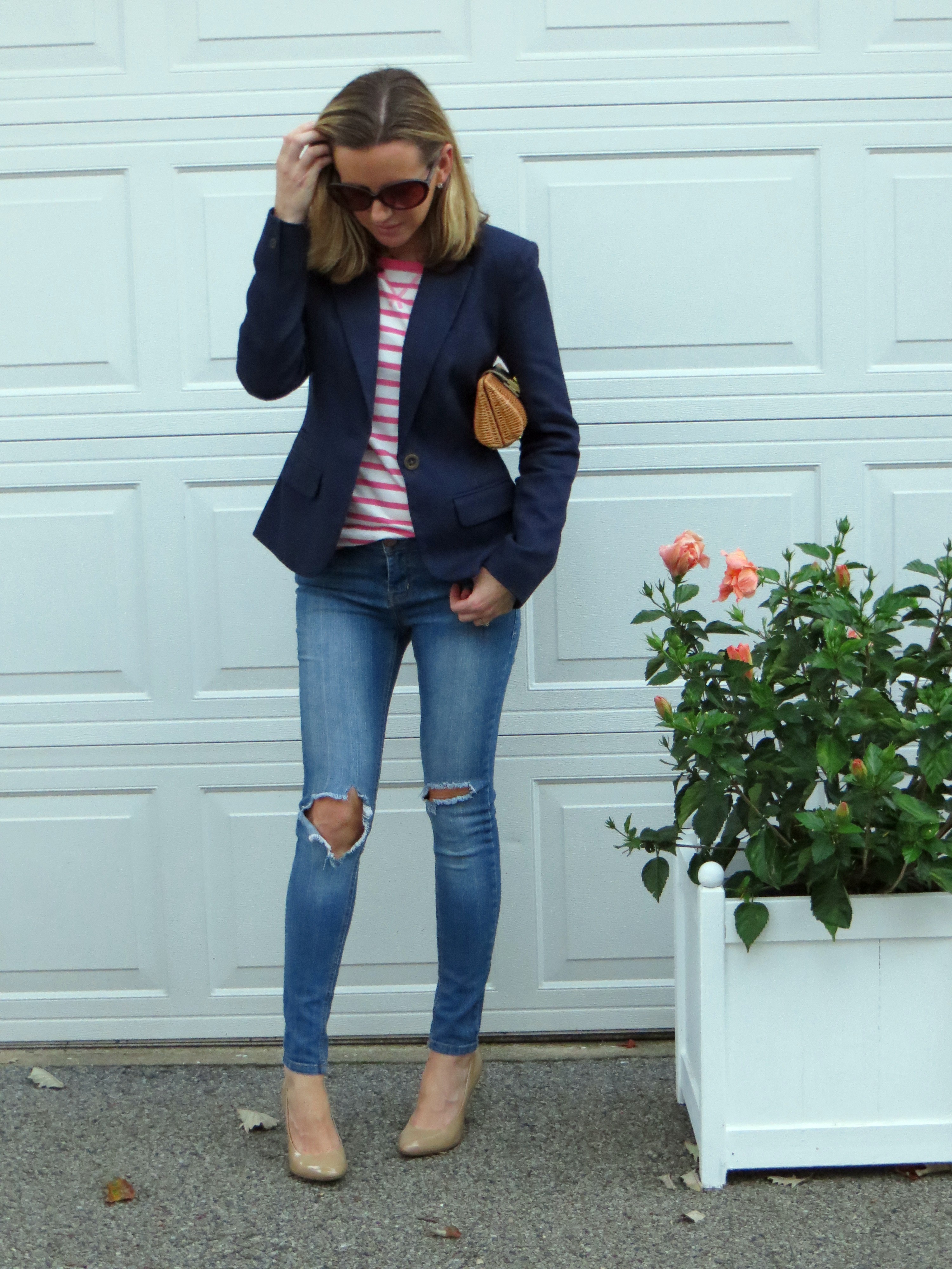 Pink and Navy - taffeta and tulips